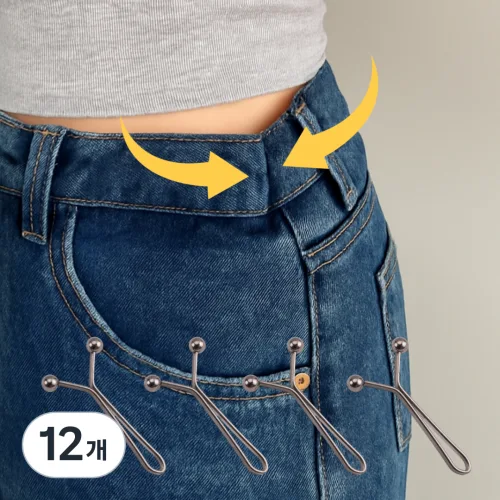 오데트 Y핀 허리 조절 클립 바지 허리줄이기 옷핀, 블랙, 12개
