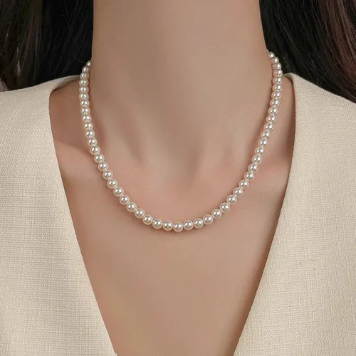 NXNA 진주 목걸이 여 천연담수진주 광택좋은 데일리악세사리 선물용 품목 6mm CS-XL001