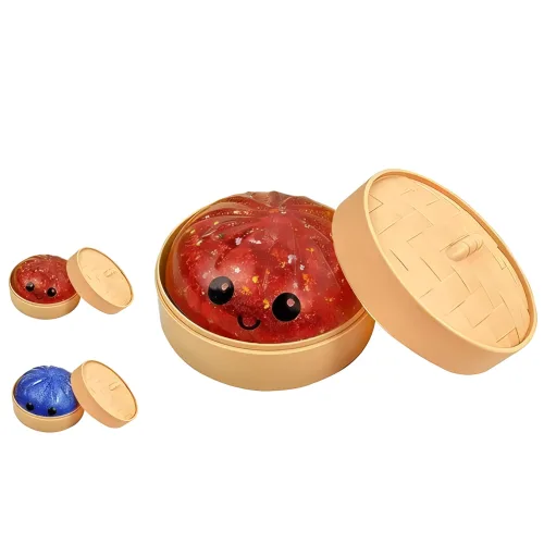 피스비즈 글리터만두 말랑이 2종 케이스포함 반짝이 스퀴시 촉감놀이 스트레스볼, 2개, 230g, 빨강&파랑