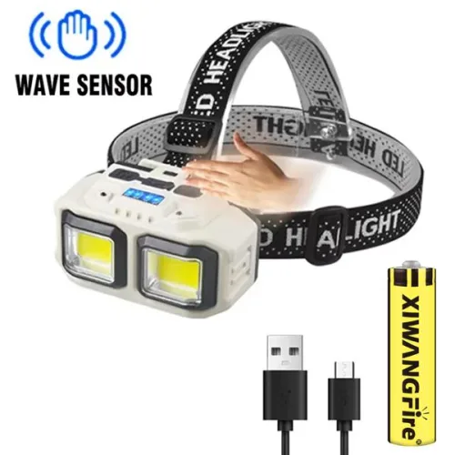 LED 헤드램프 UV 헤드라이트 USB 충전식 자외선 방수 캠핑 토치 손전등 3 in 1 P100