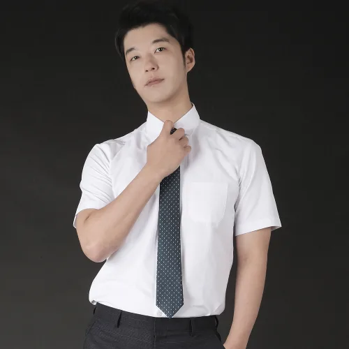 엘엑스티 남성용 구김없는 반팔 와이셔츠, 95(M), 화이트