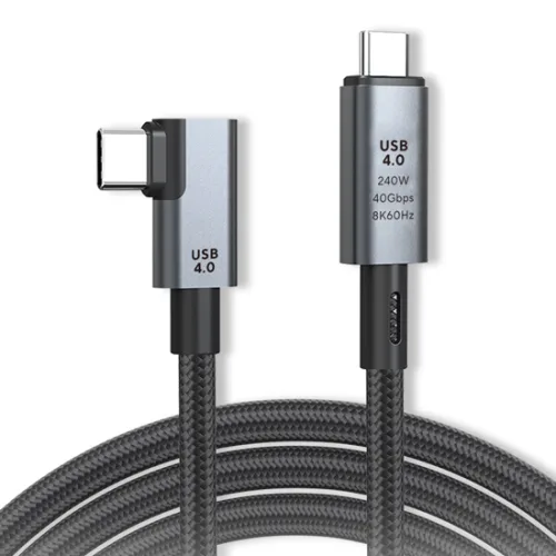 엠비에프 USB 4.0 C타입 M-C타입 M 240W 40Gbps 한쪽 ㄱ자 90도 꺽임 케이블, 1개, 1m