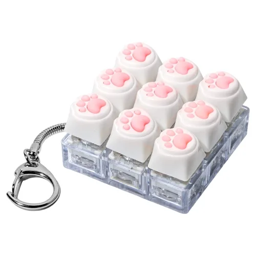 구스페리 LED 키보드 키캡 키링 9구, 화이트 고양이 발바닥, 1개