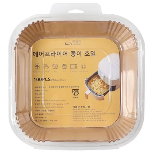 에어프라이어 종이호일 일회용 기름흡수 종이주방용기름종이 튀김방지 시트, 100개, 1개, 20cm