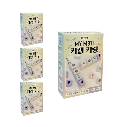 도아브 MBTI 키캡 키링 만들기 4개 키보드 키홀더 청축 클리커 클릭커 스트레스해소, 1세트, 4p
