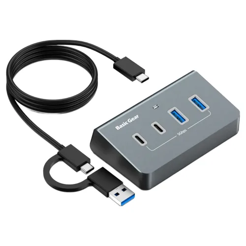 베이직기어 버티컬 C타입 4포트 USB 3.0 허브 + 케이블 1.4m 세트, 혼합색상, 1세트