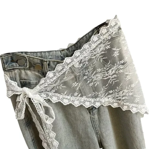 Adjustable Summer Mesh Half Skirt With Floral Lace Trim Korean Style White Layered Skirt Layering S