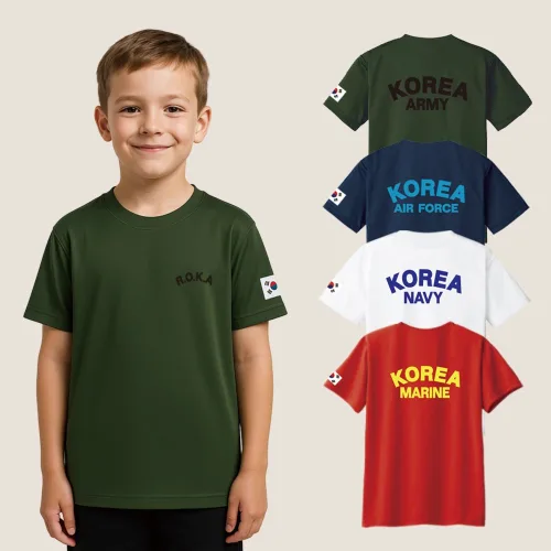 키즈 육군 해군 공군 해병대 ROKA 반팔티 로카티 아동 쿨티 군인티 어린이 운동복