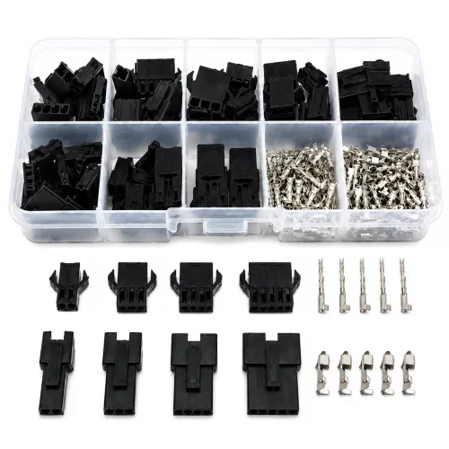 JST-SM 2.54mm 압착 커넥터 키트 200Pcs 암수 하우징 핀 단자 전선 연결 LED 자동차 배선 전자 DIY 부품, 1세트