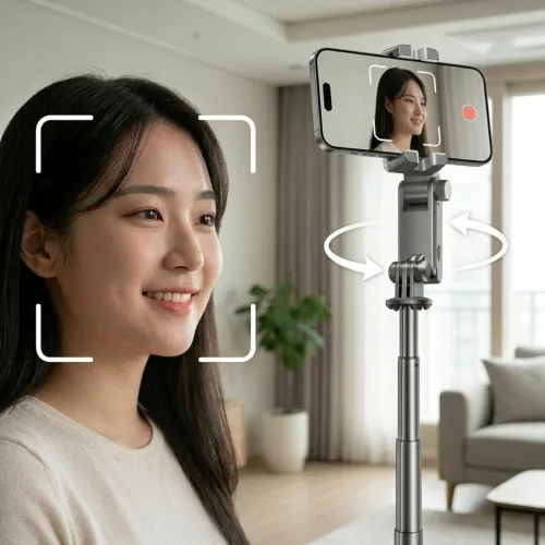 소이란 360도 자동추적 스마트폰 삼각대 AI 얼굴추적 브이로그 촬영 1.8m 블루투스 리모컨 셀카봉