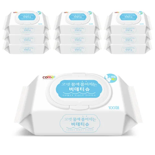 코멧 물에 풀어지는 비데티슈, 65g, 100매, 10개