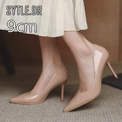 스타일닥터 여성 스틸레토 하이힐 7cm/9cm 광택 블랙 구두 정장 오피스룩 추천 페이턴트 하이힐 여자 오피스 하이힐