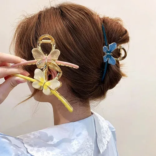 나비 자개 올림머리 바나나핀 큐빅 명품 프랑스 헤어 대왕 긴 머리집게핀