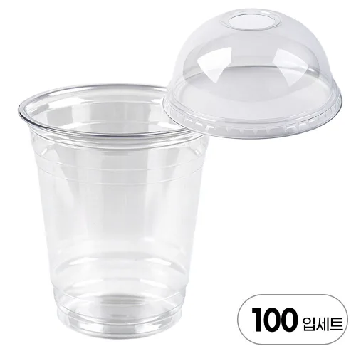 [국내생산] 대성F&B 투명아이스컵 테이크아웃 92파이 395ml(14온스) 투명컵+뚜껑 SET, 1세트