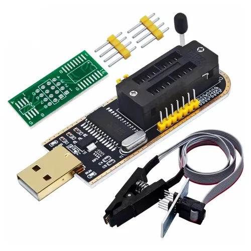 CH341A USB 프로그래머 EEPROM BIOS SPI Flash+SOIC8 집게 포함, 1개, CH341A