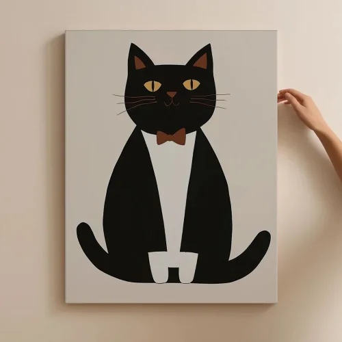 모던 동물 일러스트 아이방 인테리어 그림 27종 캔버스 그림액자 1-9 아기방 벽장식 동물그림, 07.턱시도냥냥이