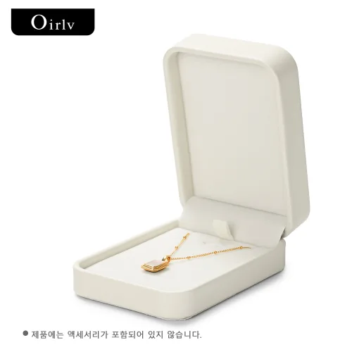 Oirlv 보석 상자 LOGO제작가능 보석 정리함 반지 귀걸이 목걸이 펜던트 팔찌 보관함 포장 상자 선물 케이스 결혼식용, 벨벳/PU 가죽 둥근 모서리 보석 보관함 하얀색