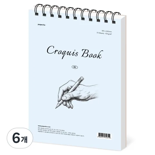 페이퍼릿 PP 크로키북 105g, B5, 6개