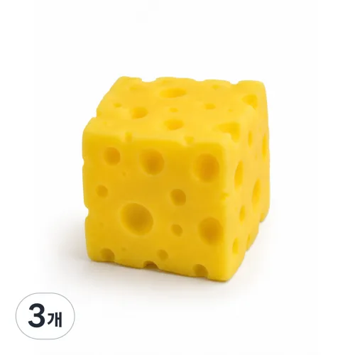 Ellow 치즈 큐브 말랑이 SNS핫템 스퀴시 6cm, 3개, 50g, 치즈옐로우