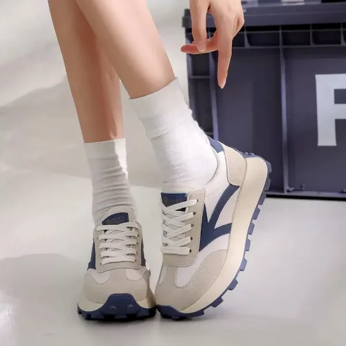 여성 레트로 키높이 스니커즈 통굽 운동화 데일리 캐주얼 워킹화