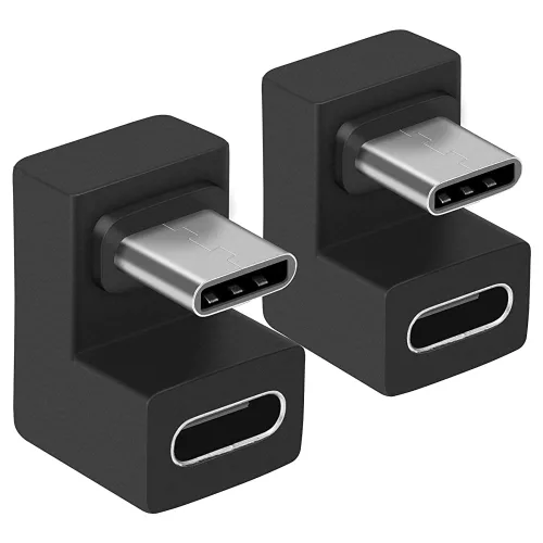 USB-C 180도 앵글 어댑터, U자형 USB-C 3.1 수-암 Type-C 고속 데이터 전송 커넥터 / 삼성, 맥북 등 기기 호환, 1개, 블랙, 1cm