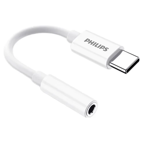 필립스 C타입 3.5mm 이어폰 변환 젠더 오디오 AUX 헤드셋 마이크 연결잭 고품질 DAC 칩 내장, 11cm, White, 1개