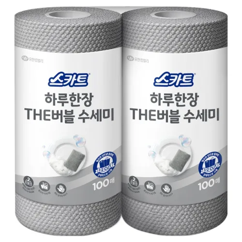 스카트 하루한장 THE 버블 수세미, 그레이, 100개입, 2개
