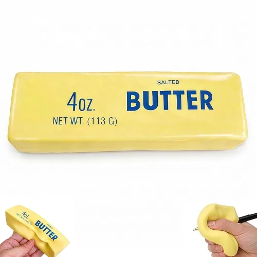 Butter Squishy, 슬로우 리바운드 귀여운 버터 스퀴즈 스트레스 볼, 감각 편안한 케어 스퀴시 부드럽고 신축성 있는 피젯 장난감, 불안 파티 선물 (옐로우)
