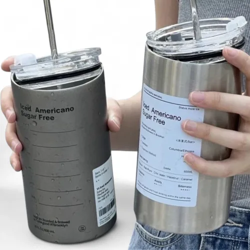 느낌있는 스테인레스 스틸 텀블러 600ml 보온 보냉 가성비템(빨대포함), 1개, 600ml, 화이트