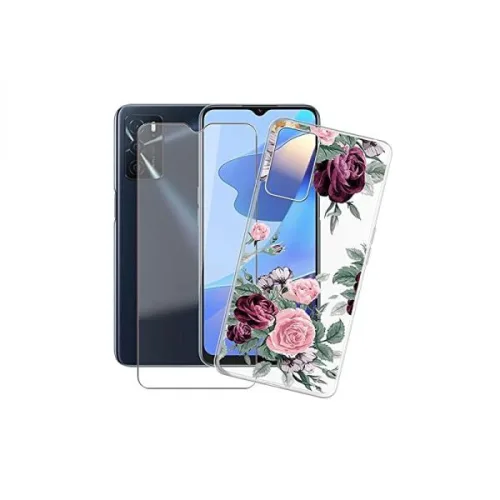 Oppo A166.52인치용 휴대폰 케이스 템퍼드 글라스 보호 필름 1개 포함 KJYF 투명 소프트 TPU 쉘 초슬림 스크래치 방지 노란빛 A16 레드 9용