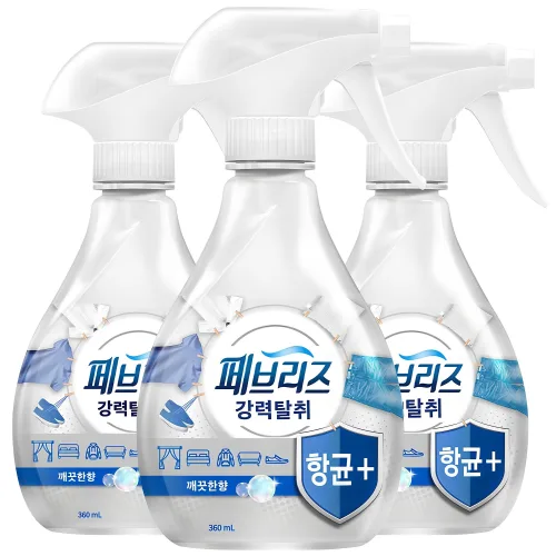 페브리즈 항균플러스 섬유탈취제 깨끗한향 본품, 360ml, 3개