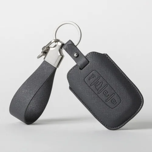 현대 기아 범용키 호환 4버튼 스마트키 가죽케이스 키링 키커버 차량용품 키홀더 (무료각인), 현대기아범용키, 그레이