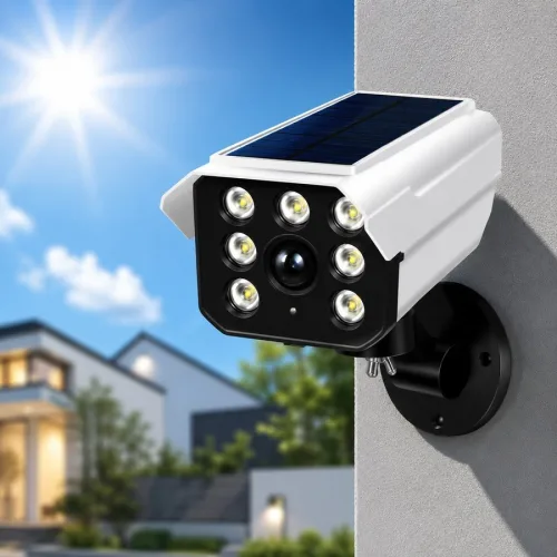 진짜같은 모형CCTV 방범용 태양광충전 LED 자동센서등 야외 정원등 마당 외벽등