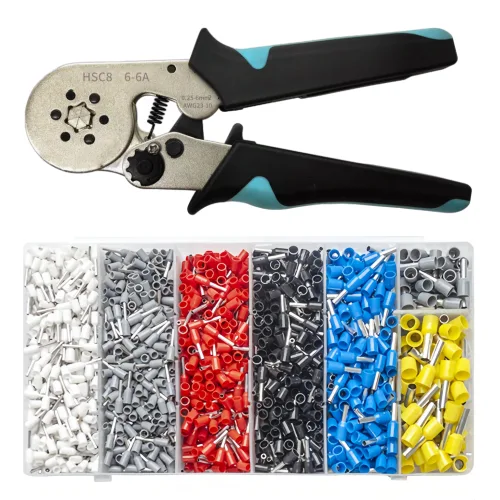 펜홀단자2200PCS+전문용 압착기6각 HSC8 6-6A(실버) 페룰 페놀 ferrule 핀 커넥터 터미널, 1세트