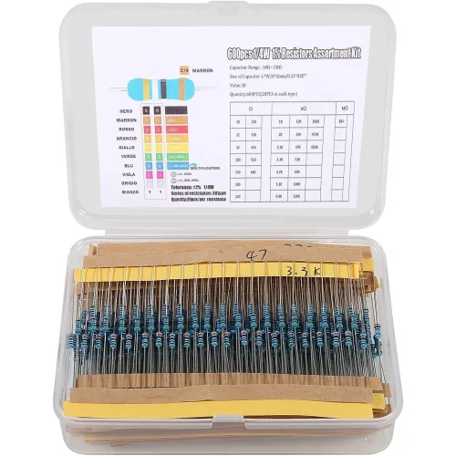 600개 1/4W 1% 금속피막 저항 키트 30종 1-1M Ohm 전자회로 DIY 부품, 1박스