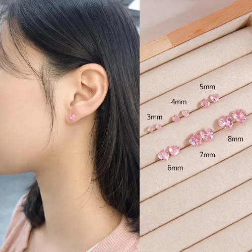 일호장신구 러블리 하트 스톤 포인트 이어링 귀걸이 큐빅 포인트 데이트룩 데일리룩