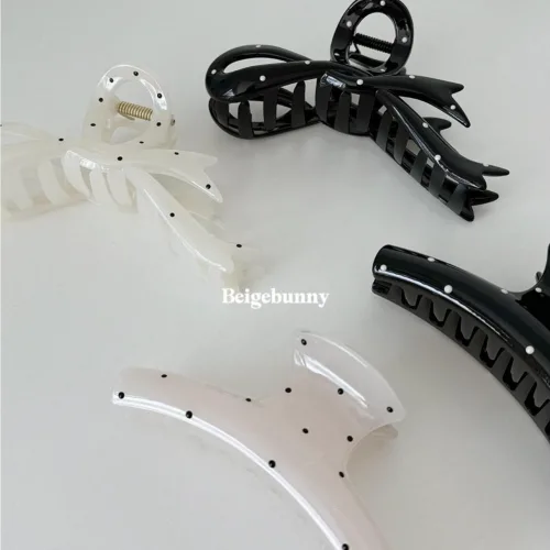 도트 땡땡이 리본 집게핀