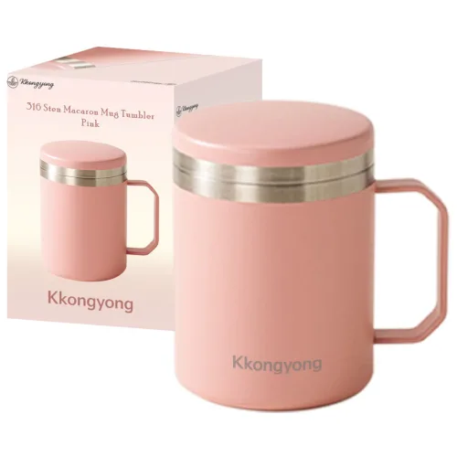 꽁용 스텐 316 스테인리스 보온보냉 머그컵 420ml, 1개, 핑크