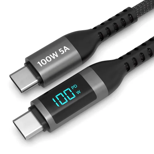로랜텍 빌리프 LCD 디스플레이 100W 5A C to C PD 초고속충전 케이블, 1개, 0.5m, 단일색상