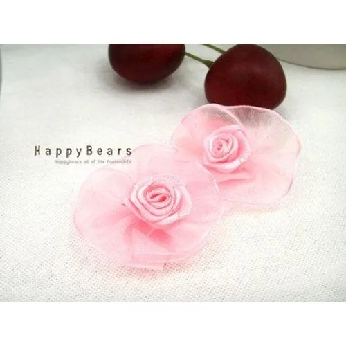 쥴리아나 오간자장미코사지 2p/4cm 4cm/핑크 블랙
