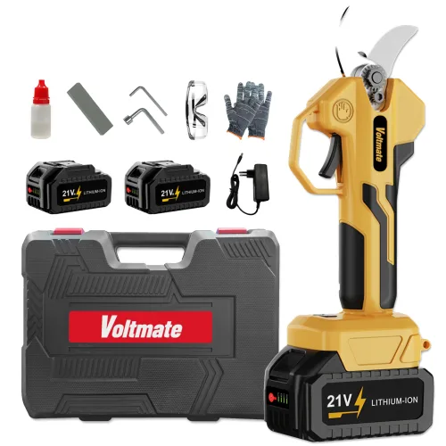 국내발송 VoltMate 독일 21V BLDC 무선 충전식 가위 리튬배터리 전동 가위 다기능 전지가위 4.0ah 전력량 표시 4000mAh 배터리 2개 세트, 1세트