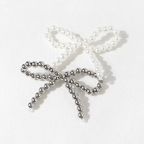 비즈아이 [6619-08]아크릴진주 리본 약 70x65mm ,1개
