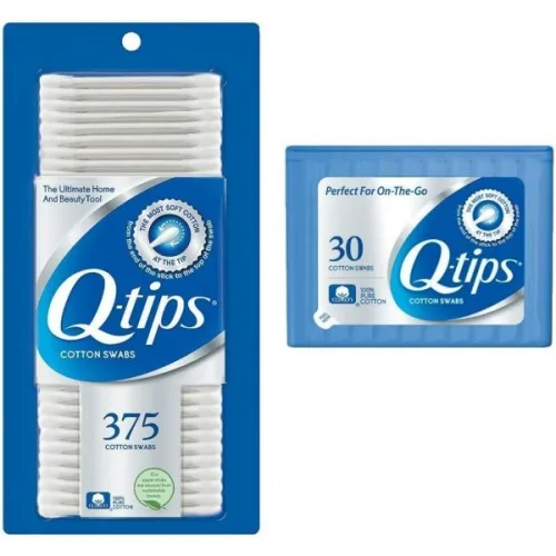 Q-tips 교체용칫솔모 호환모 전동칫솔헤드 리필모 Q-팁 면봉 375개 + 여행용 사이즈 30개 - 부드러운 메이크업 도구 뷰티 및 퍼스널 케어가 포함된 오리지널 2피스 세트