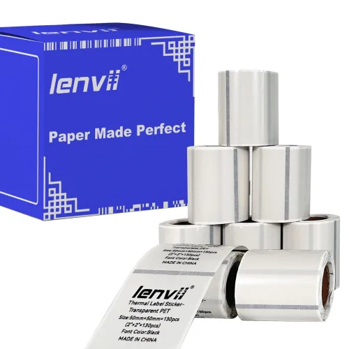 LENVII 투명 컬러 문자 감열 합성 라벨 방수, 내유성, 스크래치 방지, 찢어짐 방지, 저온 저항, 선명한 인쇄, 감열 라벨 프린터 전용, 다기능 세트, 1박스
