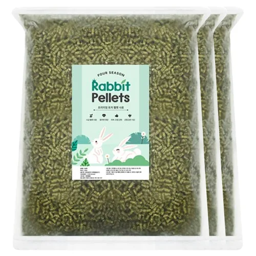 포시즌 프리미엄 토끼 펠렛 사료, 3개, 2kg