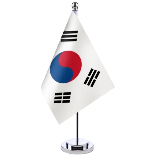 미니 한국 국기 소형 테이블용 사무실 교실 가정 애국 행사 장식, 1개, 하양