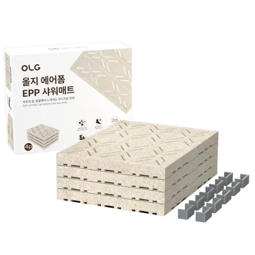 올지 에어폼 EPP 욕실 매트 미끄럼방지, 4개, 모닝베이지