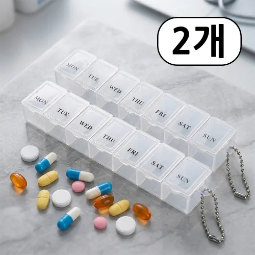 휴대용 알약 케이스 7일 약통, 2개