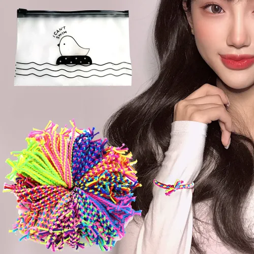 미다미 100개 대용량 파우치 고무줄 짱짱한 트위스트 꼬임링