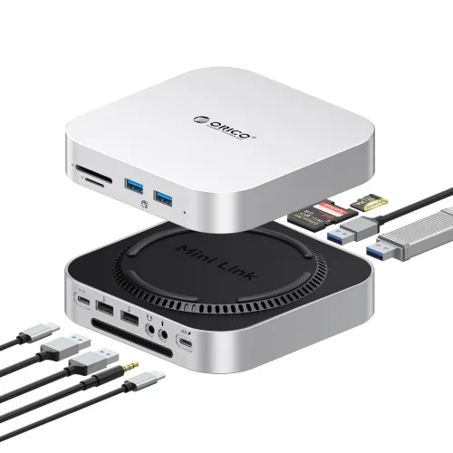오리코 MiniLink C타입 9 in 1 맥미니 적용 RJ45 2.5G 오디오 TF/SD 멀티 USB허브 M48PR, 01 10Gb 8-IN-1, 1개